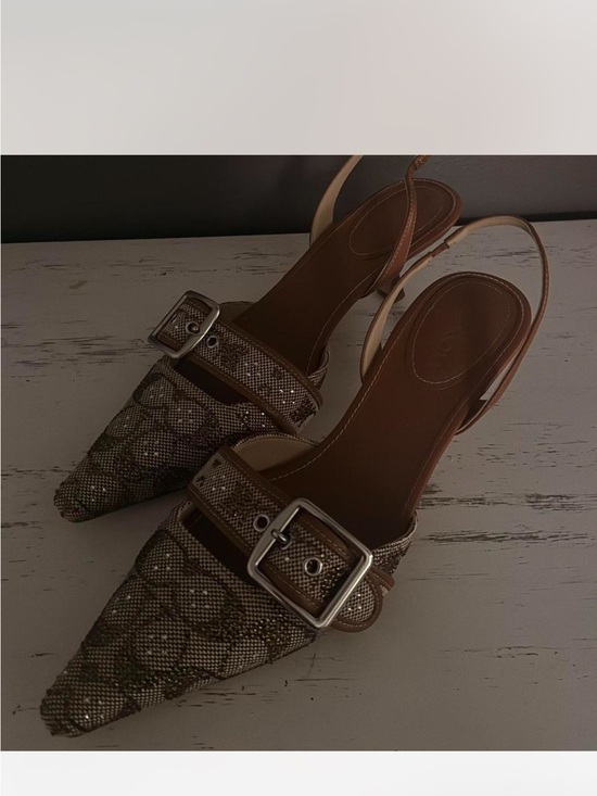 Coach Shoes - Coach Margot crystal heels brown size 9